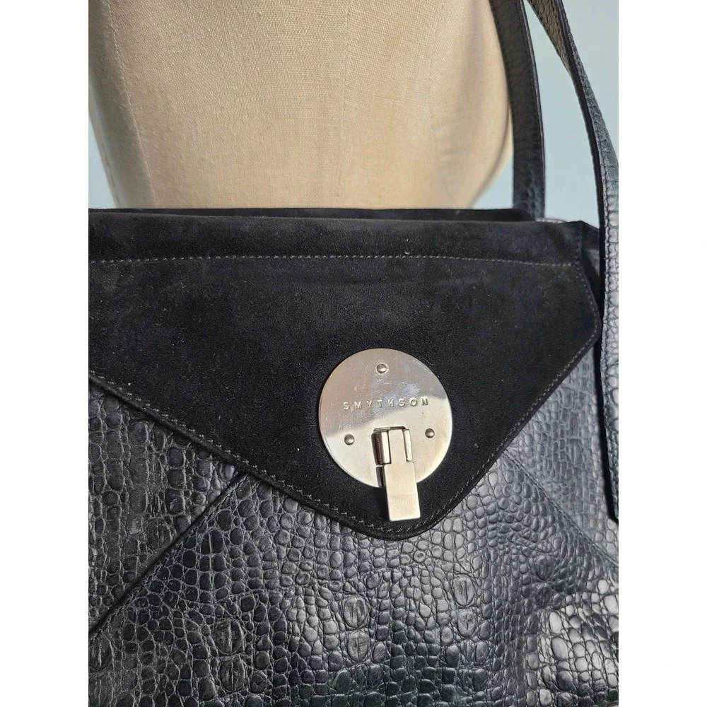 Smythson of Bond Street Alligator Leather Purse Black Suede Vintage Luxury‎ Euro